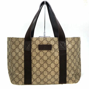 GUCCI Tote Bag GG Supreme Canvas Leather Handbag
